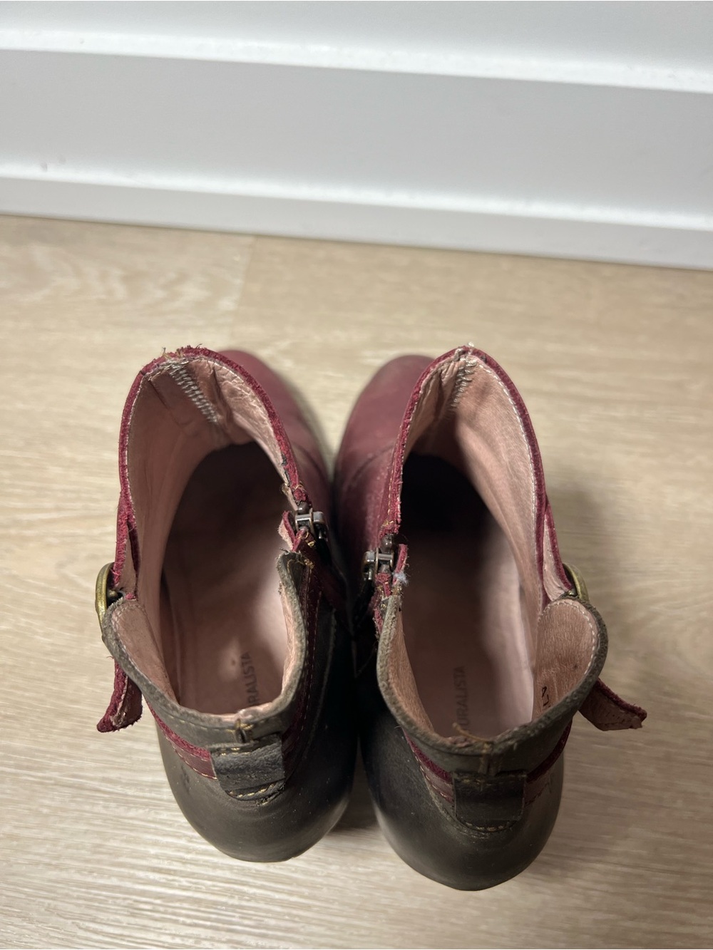El Naturalista Burgundy and Brown Classy Elegant Chic Chunky Heel Ankle Boots - Picture 8 of 11